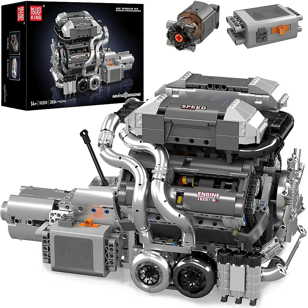 meinspielzeug - Mould King Engines W16 Motor 10201 | Klemmbausteine Fahrzeuge