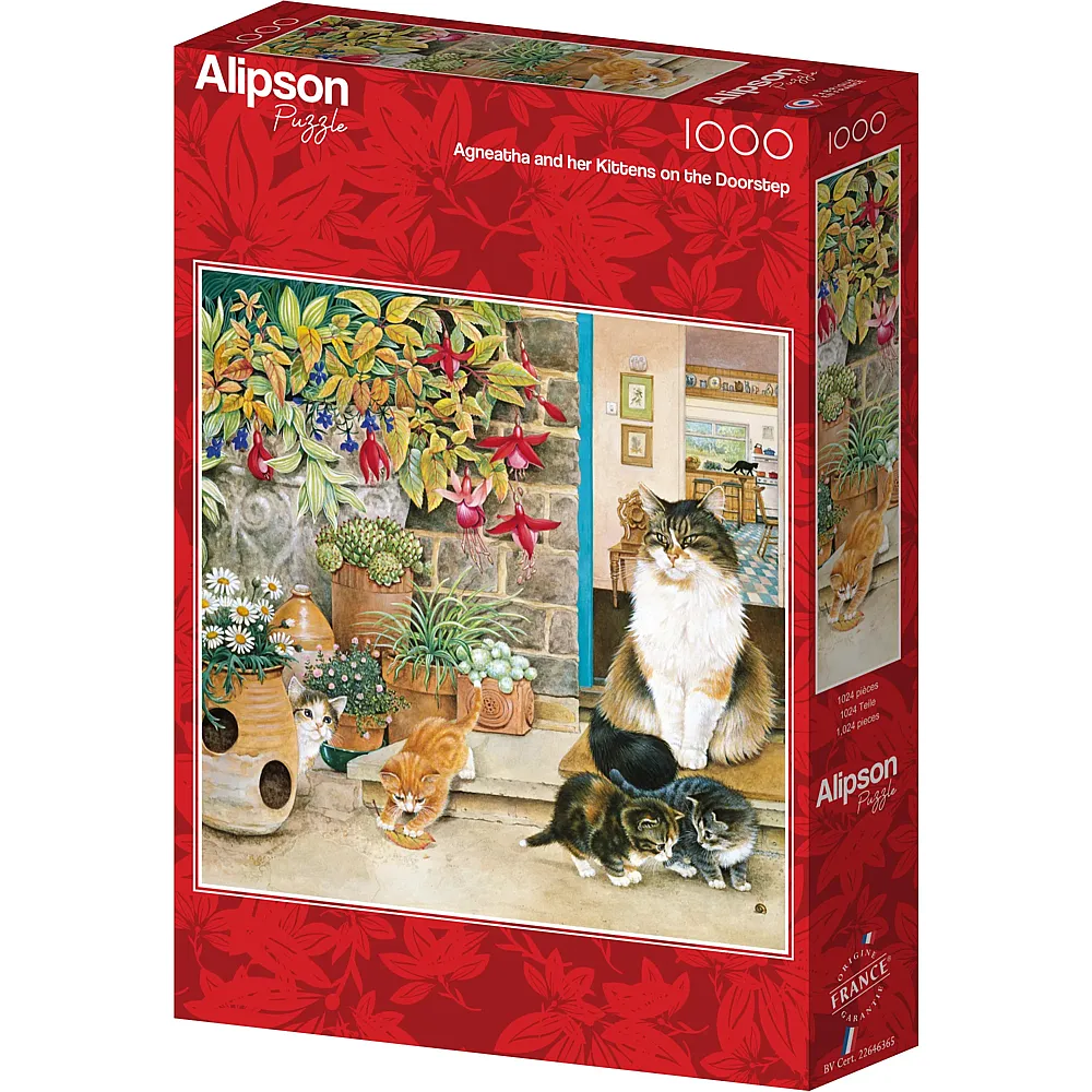 Alipson Puzzle Ivory Cats Agneatha und ihre K�tzchen vor der Haust�r 1000Teile