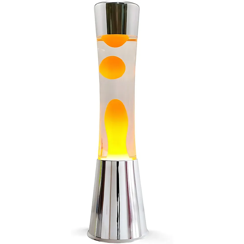 i-total Fl�ssige und farbige Lavalampe, Silberner Sockel Weiss/Orange - 40 cm