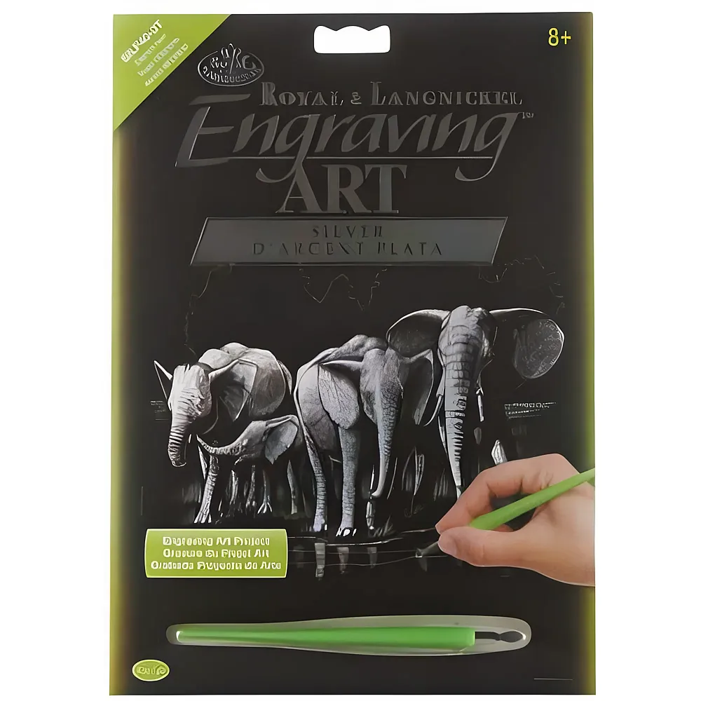 Royal & Langnickel R&l Gravures D'art Std Argent Troupeau D'elephants 21.3x29.5 - Suche