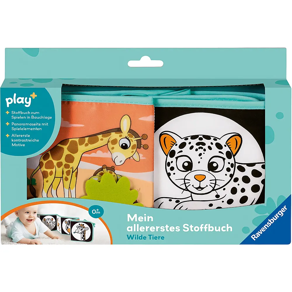 Ravensburger play+ Mein allererstes Stoffbuch f�r die Bauchlage: Wilde Tiere Leporello