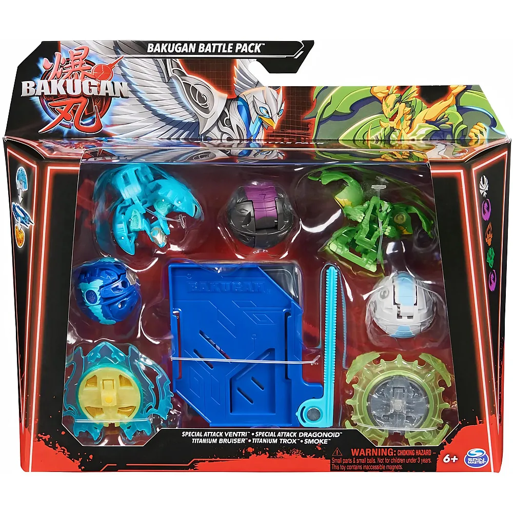 Spin Master Bakugan Battle Pack Special Attack Ventri, Dragonoid, Bruiser, Trox, Smoke