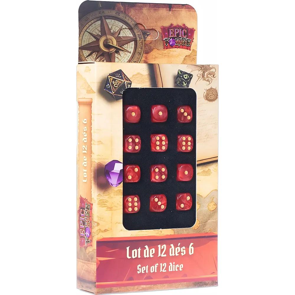 Epic Forge Lot 12 Des D6 12mm Rouge ml