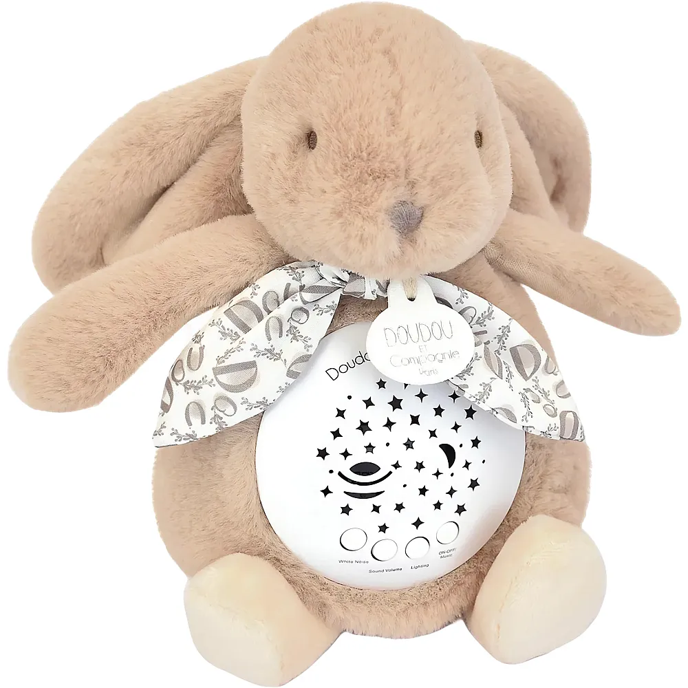 Doudou et Compagnie Night Light Stars & Music Rabbit Beige - 19 cm