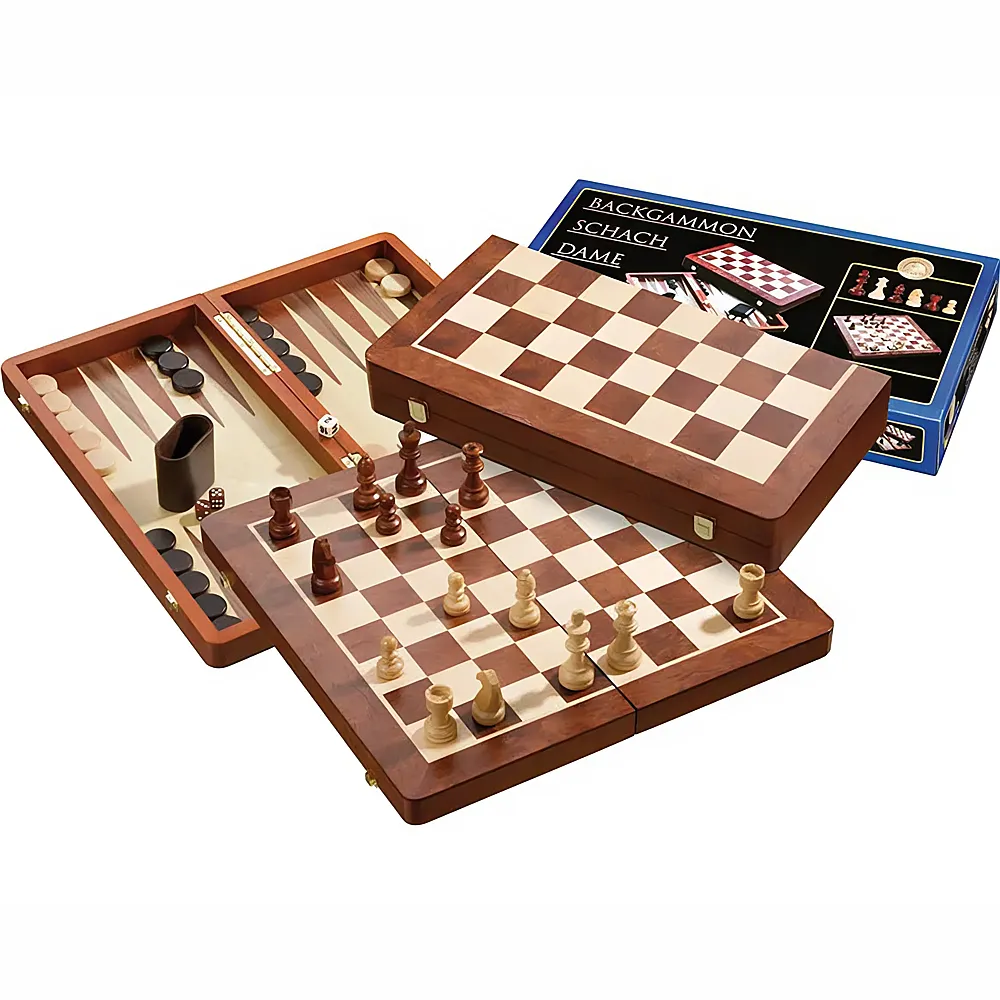 Philos Spiele Schach-Backgammon-Dame-Set 50mm