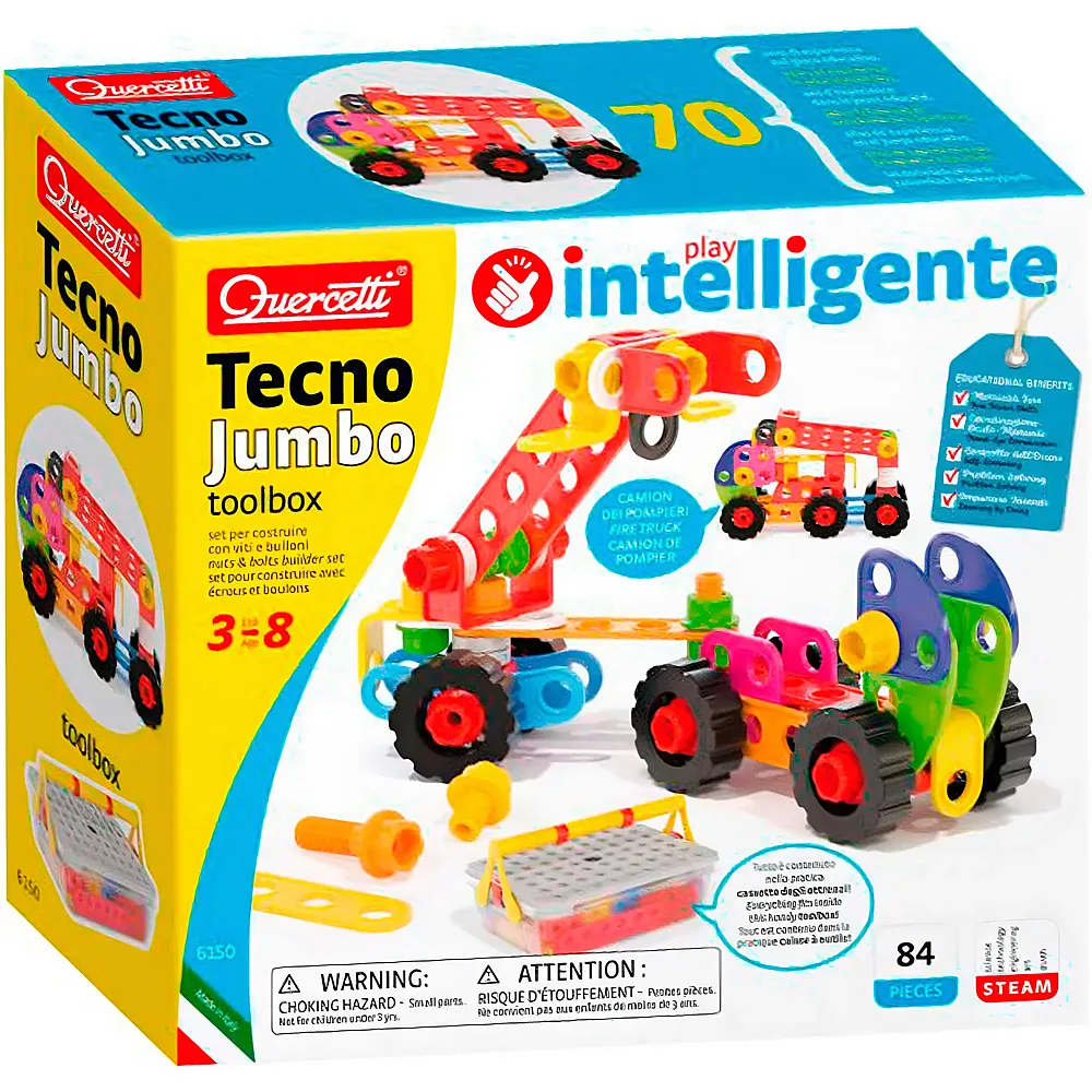 Quercetti Tecno Jumbo Toolbox - 84 Teile