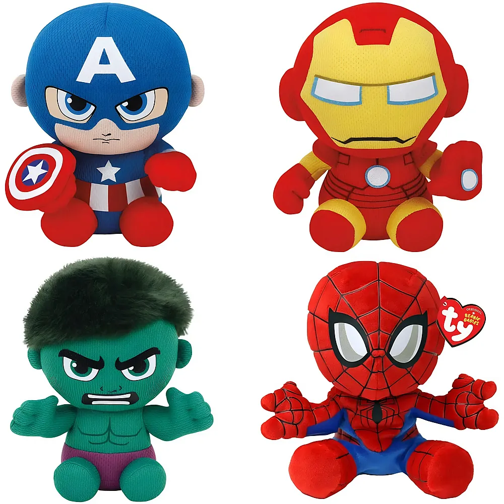 meinspielzeug - Ty Marvel Superhelden-Sortiment zum Sammeln - 20 cm | Lizenzfiguren Plüsch