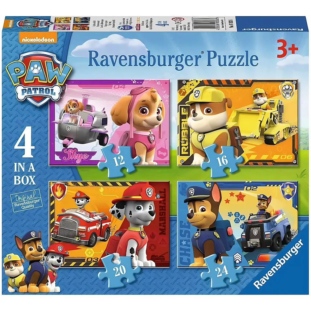 Ravensburger Puzzle 4in1 Paw Patrol 12-24