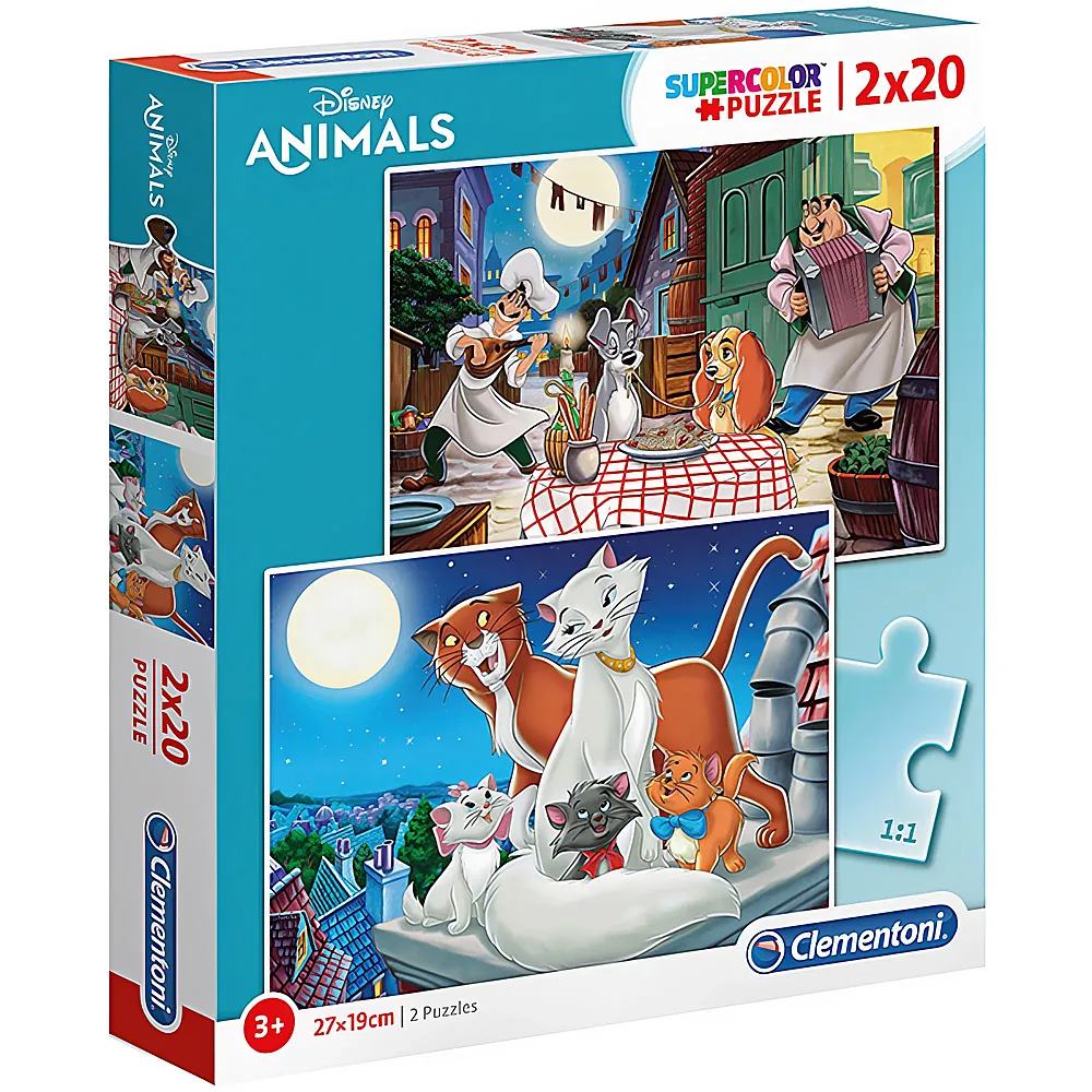 Clementoni Puzzle Supercolor Animal Friends 2x20 | Mehrfach-Puzzle