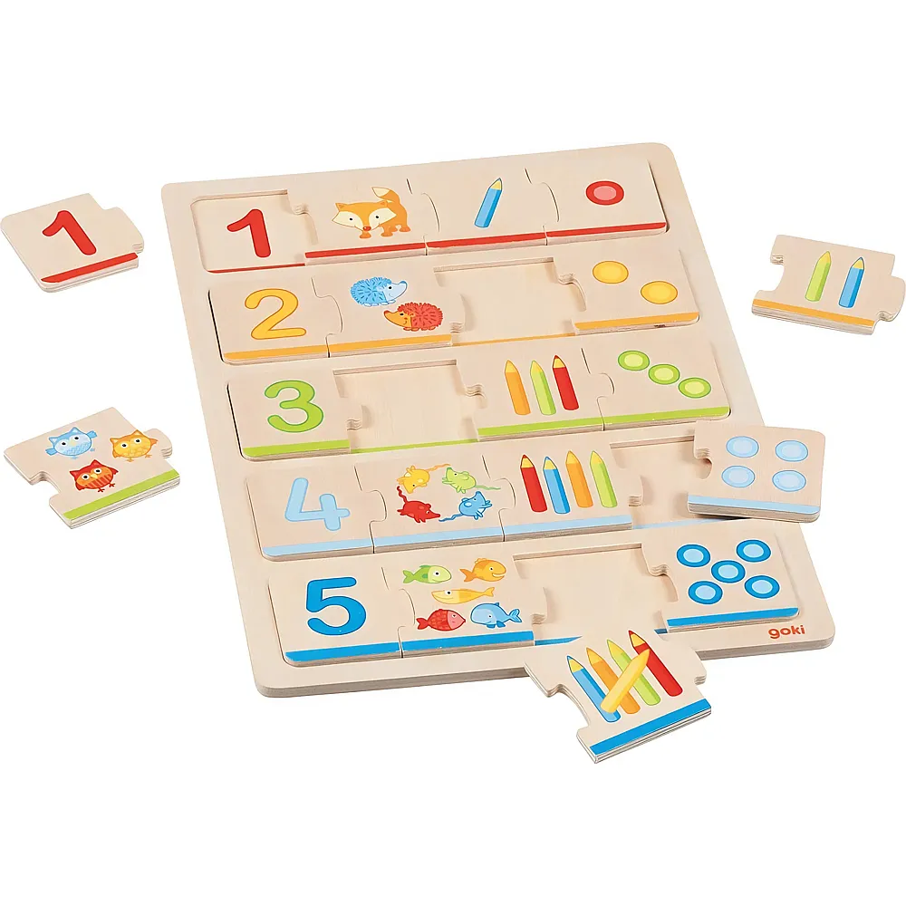 meinspielzeug - Goki Puzzle Lerne Z�hlen - 20 Teile | Rahmenpuzzle
