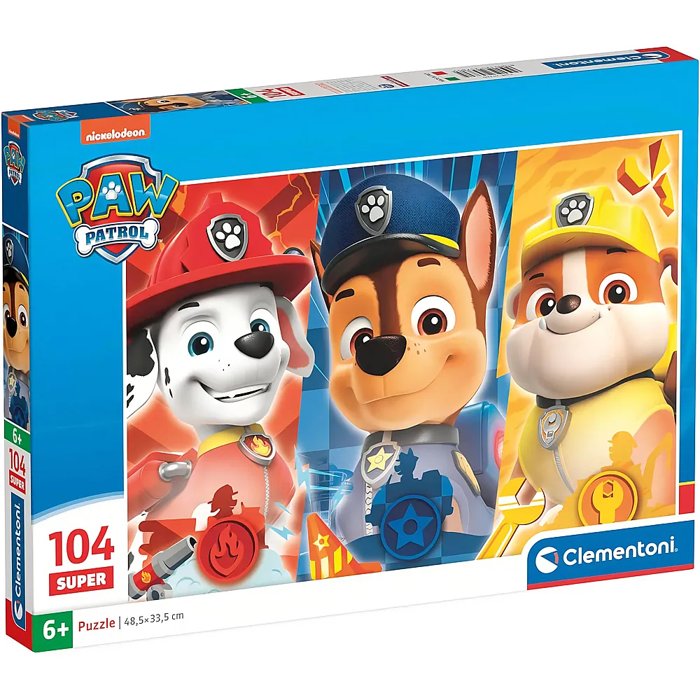 Clementoni Puzzle Supercolor Paw Patrol Marshall, Chase & Rubble 104Teile