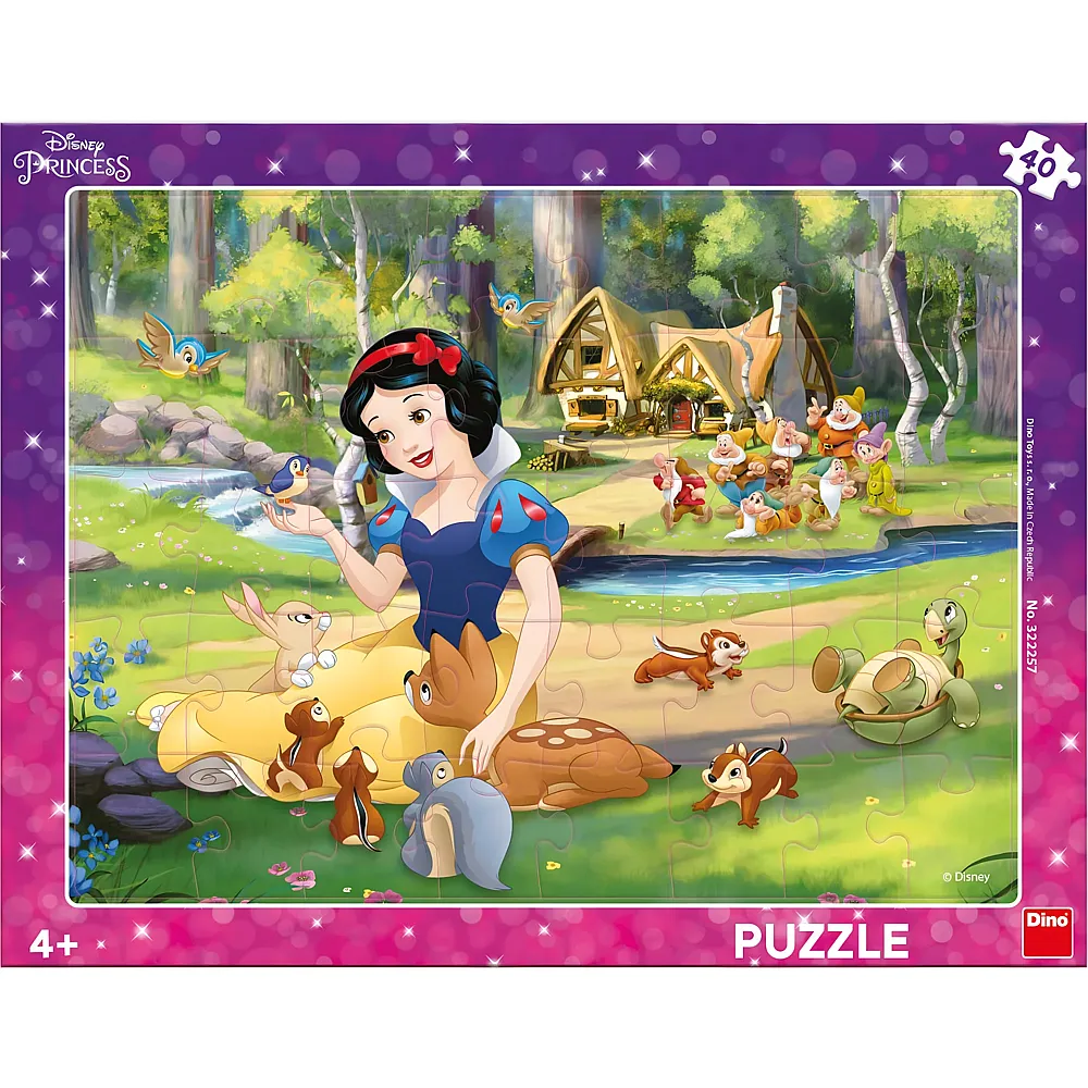 Dino Puzzle Schneewittchen und Tiere - 40 Teile - Rahmenpuzzle