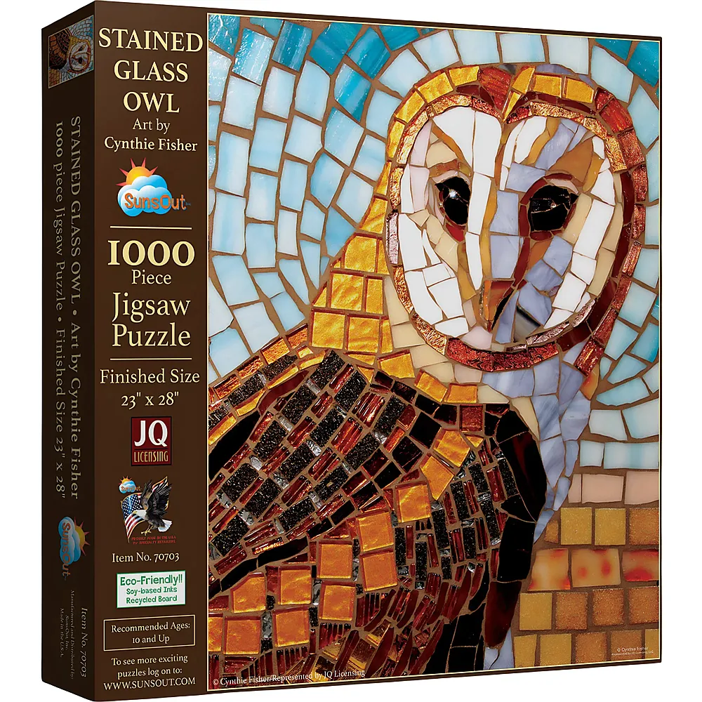 SunsOut Puzzle Cynthie Fisher Stained Glass Owl - 1000 Teile