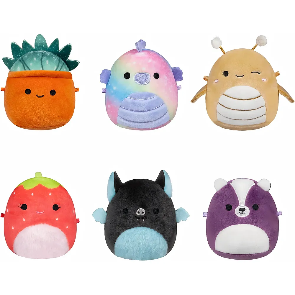 Squishmallows Micromallows 6er Pack Greer, Sloan, Emerald, Oz, Scarlet, Aldous - 6 cm