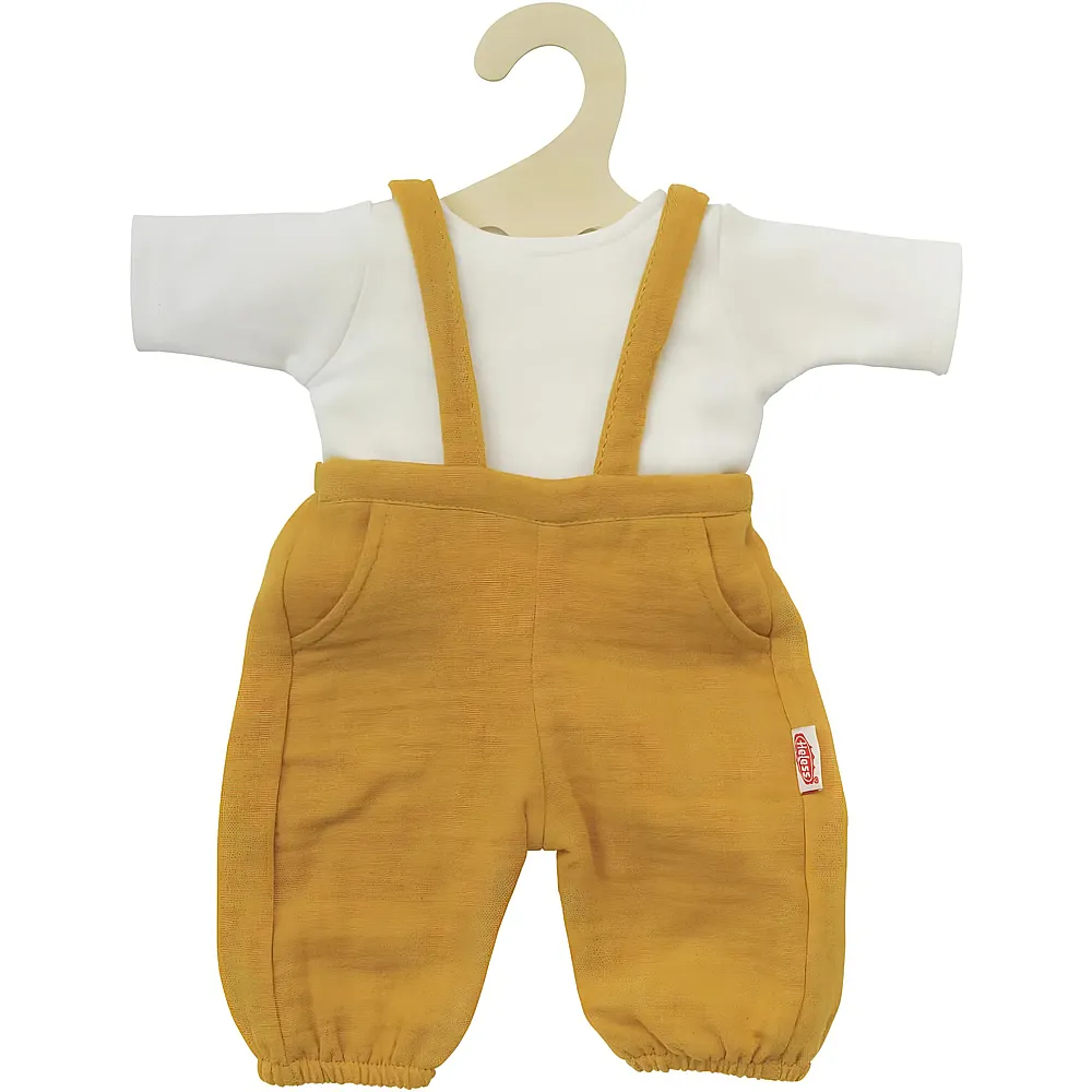 Heless Puppen-Latzhose mit weiem T-Shirt Honiggelb - 28 - 35 cm
