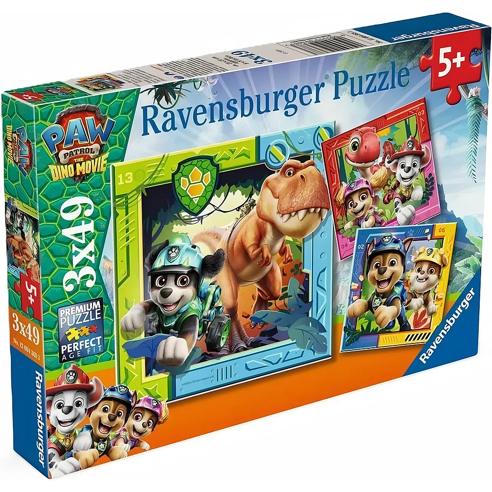 Ravensburger Puzzle 3in1 Paw Patrol 3 Dino Movie - 49 Teile