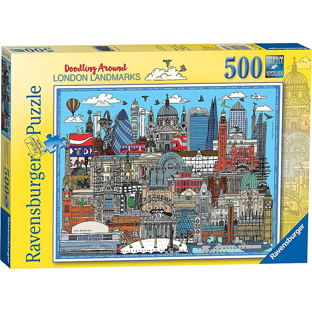Ravensburger Puzzle Etwas Kritzeln um London Landmarks - 500 Teile