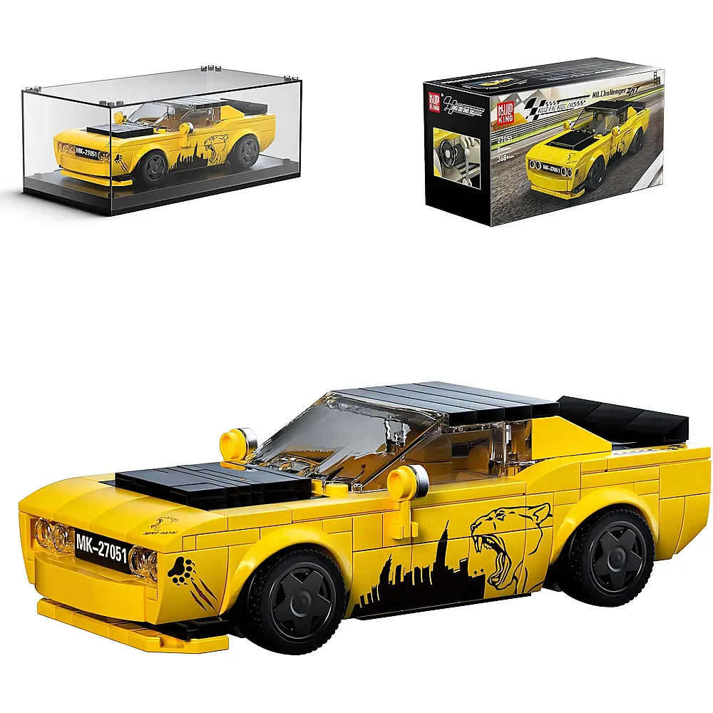 Mould King Speed Champion Challenger Sportwagen mit Vitrine 27051 - Klemmbausteine Fahrzeuge
