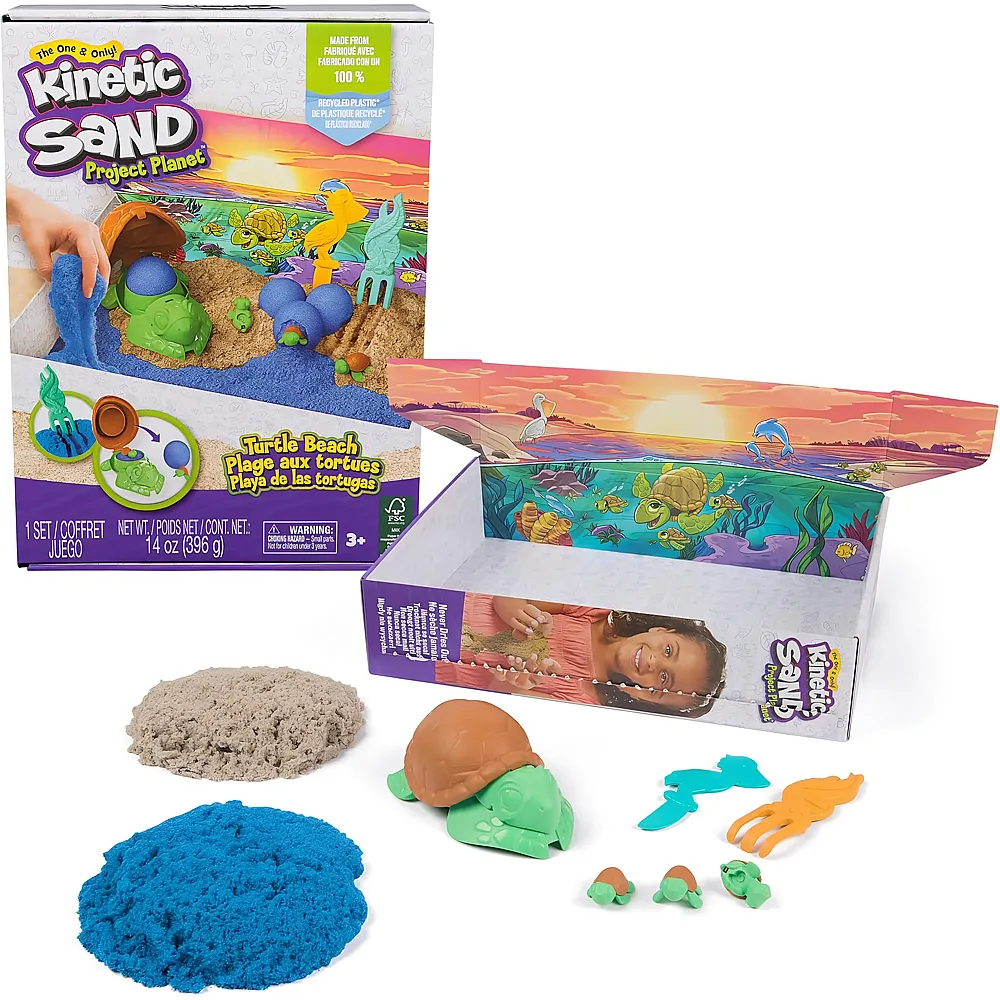 Spin Master Kinetic Sand Kit de jeu Tortue Project Planet - 396 g
