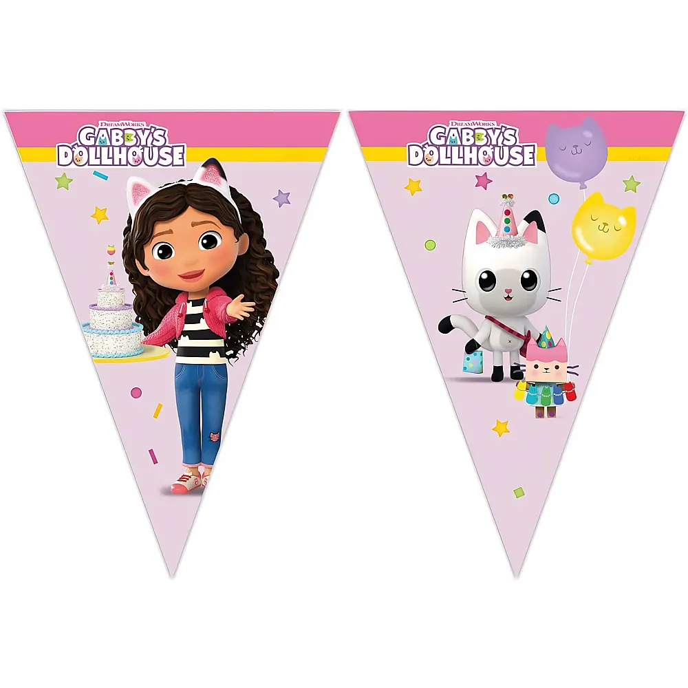meinspielzeug - Procos Gabby's Dollhouse Wimpelkette aus Papier - 2 m | Partydeko