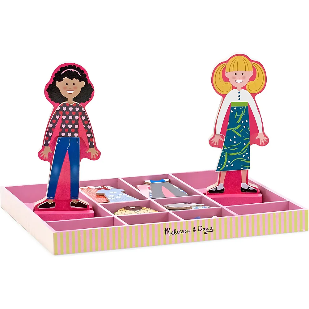 Melissa & Doug Magnetische Anziehpuppen aus Holz - Abby & Emma