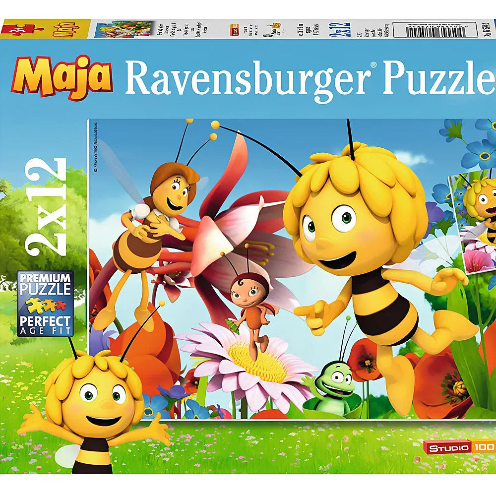 Ravensburger Puzzle Biene Maja Auf der Blumenwiese 2x12