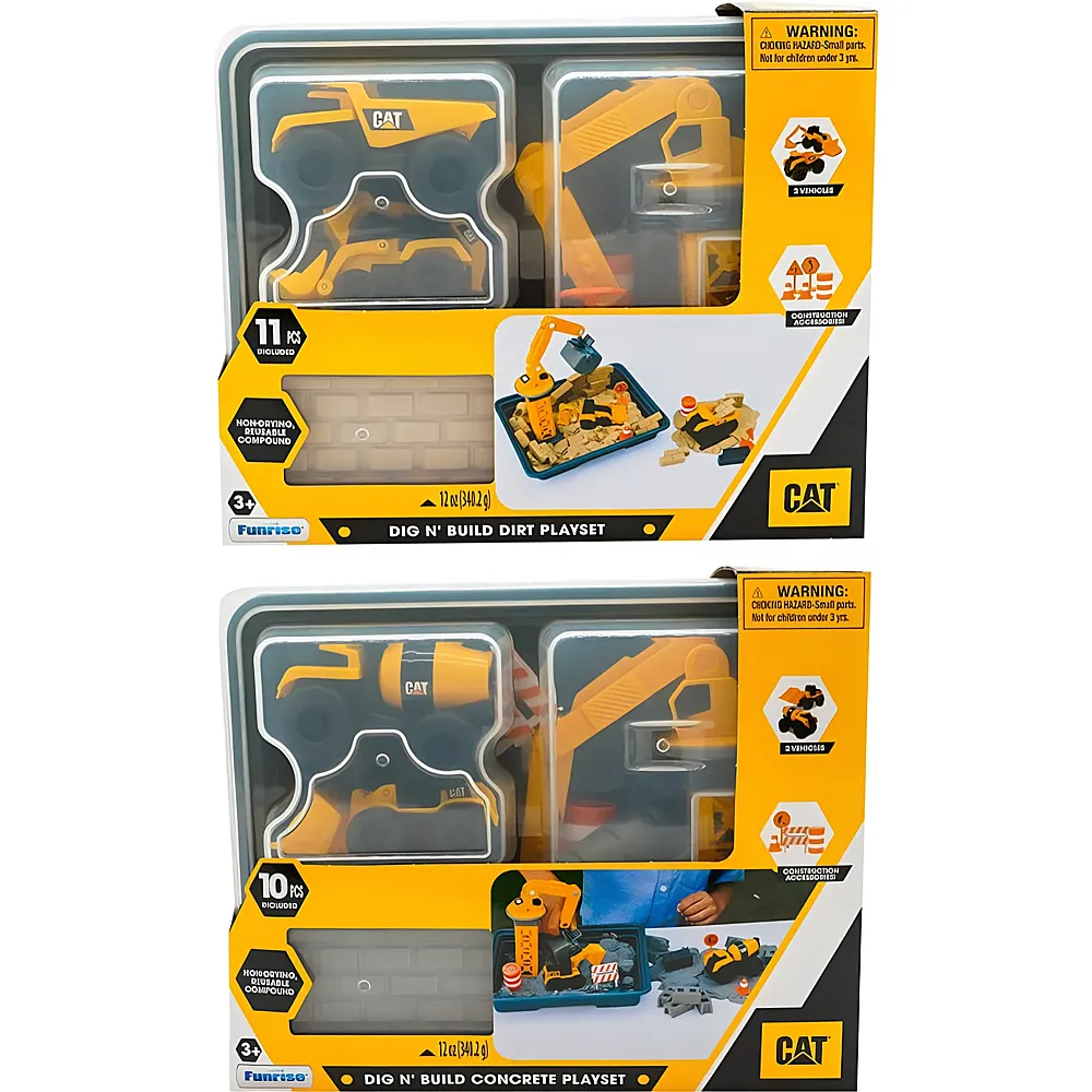 Funrise CAT Baufahrzeuge Spielset ass. 11 teilig