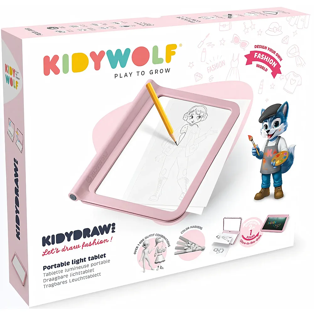 Kidywolf Leuchtende Designtafel rosa