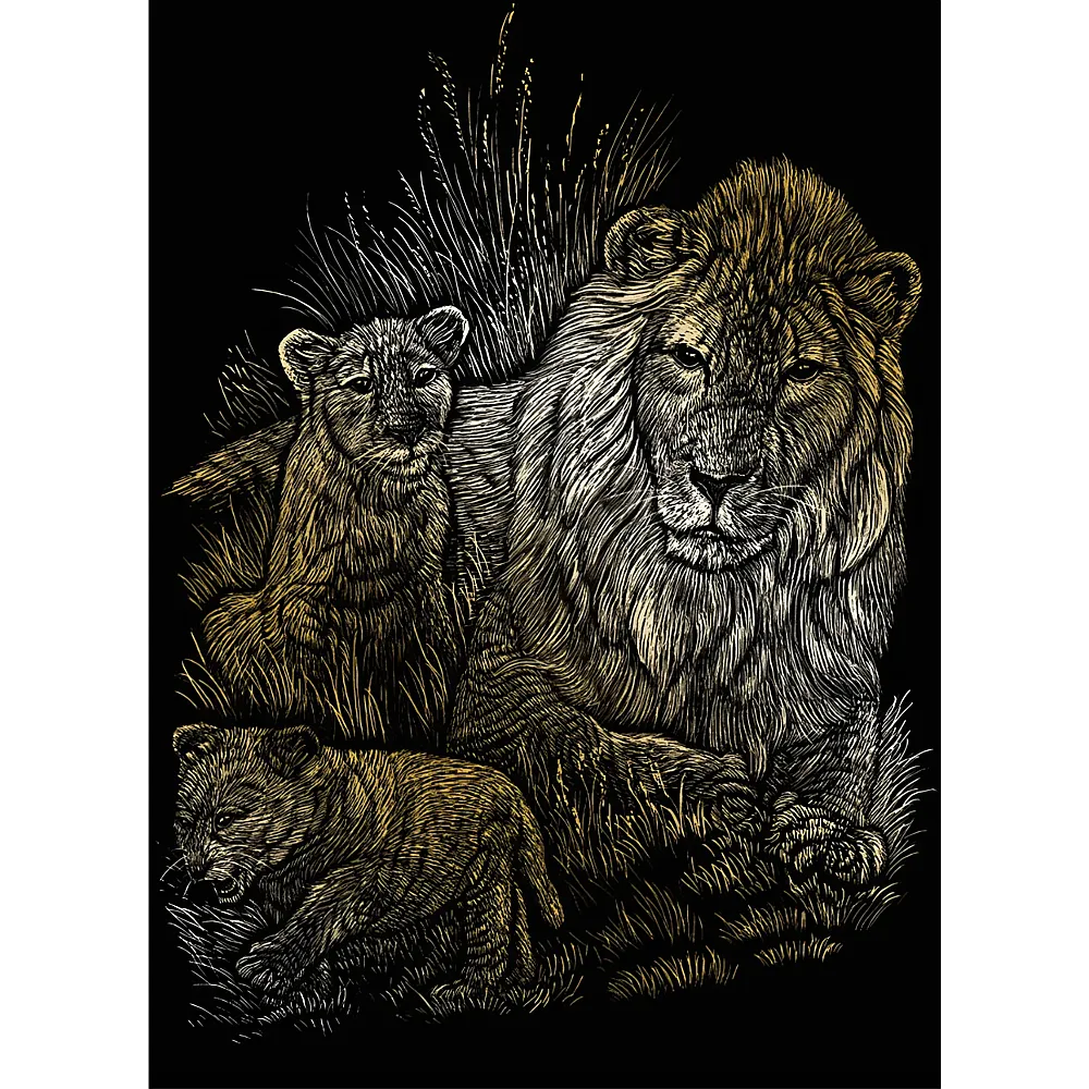 Royal & Langnickel R&l Gravures D'art Std OR LA Lionne & Ses Petits 21.3x29.5cm - Suche