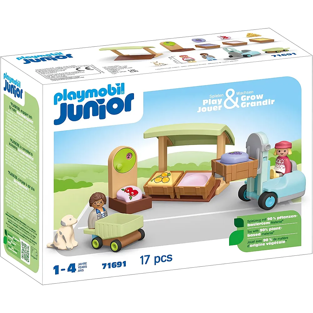 PLAYMOBIL Junior Bio-Marktstand & Gabelstapler 71691