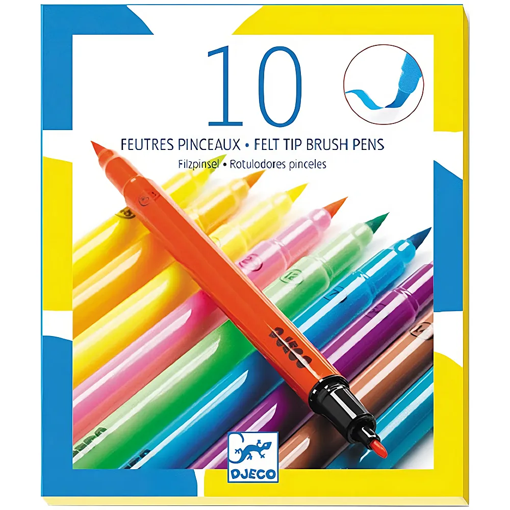 Djeco Kreativ Filzpinsel Pop 10Teile | Farbe & Kreide