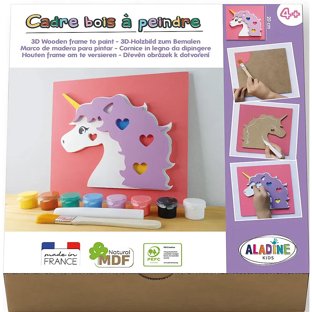 Aladine 3D-Holzbild zum Bemalen Einhorn