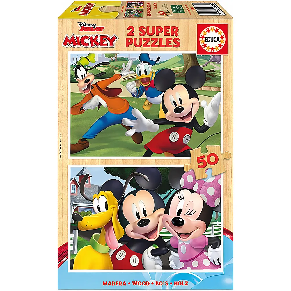 Educa Puzzle Mickey Mouse und Freunde 2x50 | Mehrfach-Puzzle
