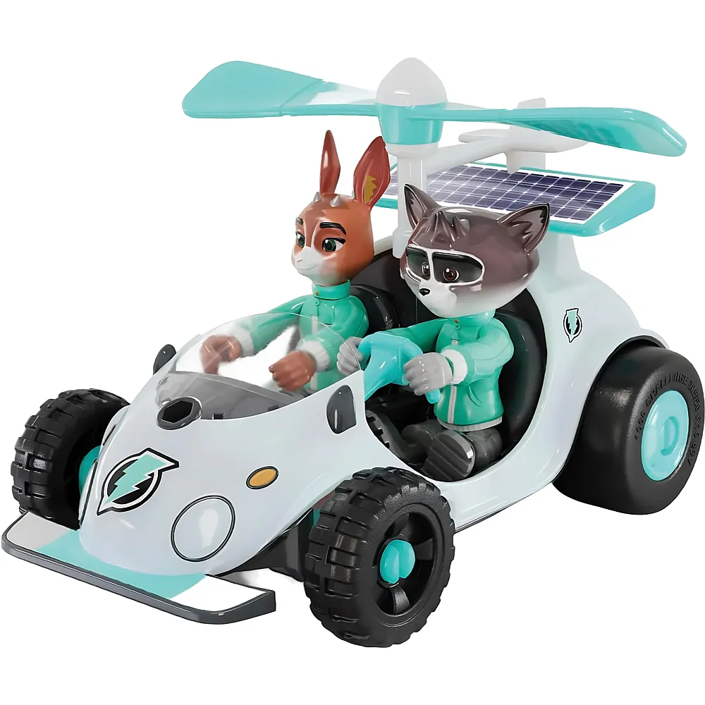 Jumbo Mille Bornes Challenge Quinn und Charlie, 15 cm langes Fahrzeug, 2 Figuren, ab 4 Jahren