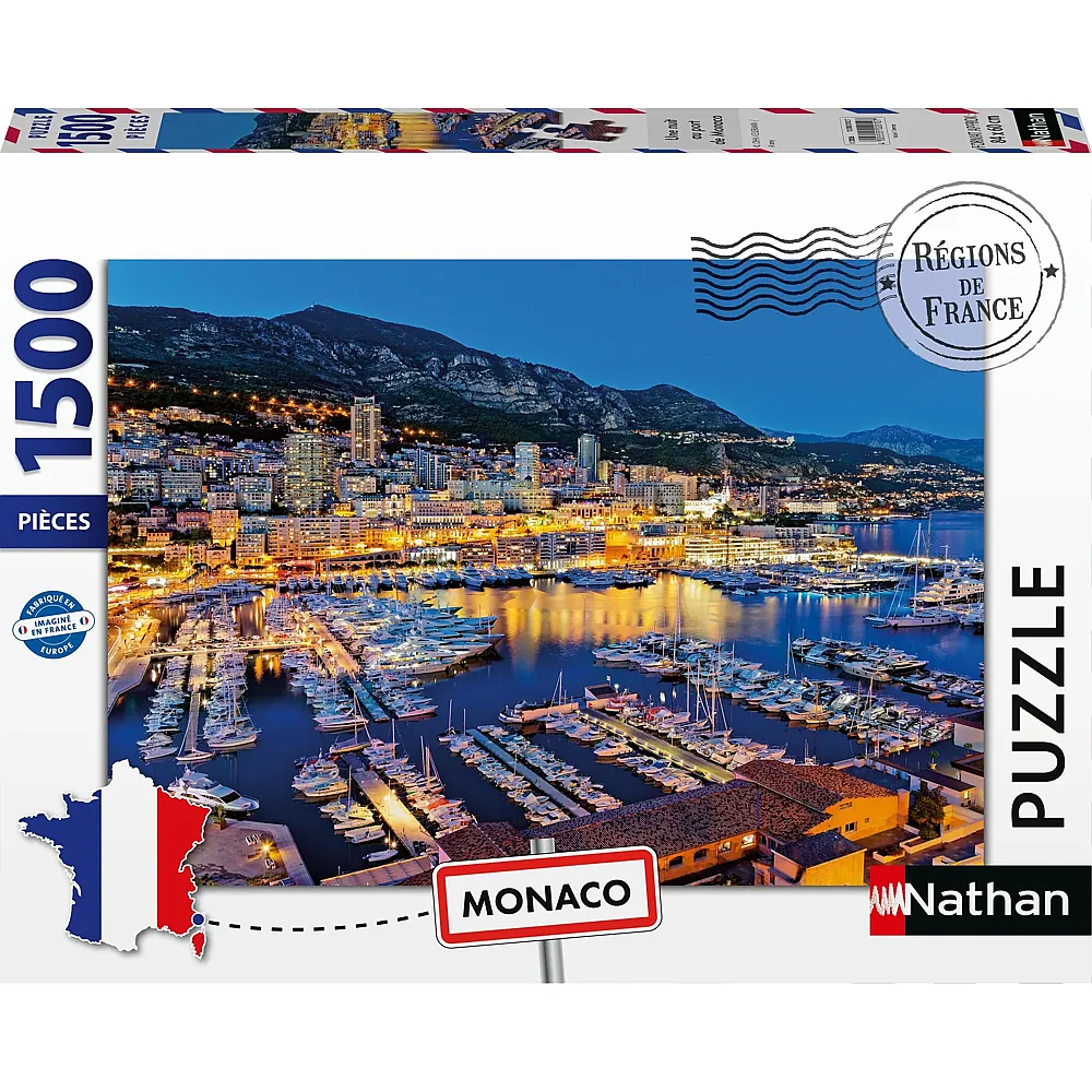 Nathan Puzzle R�gion de France Nacht �ber dem Hafen von Monaco 1500Teile