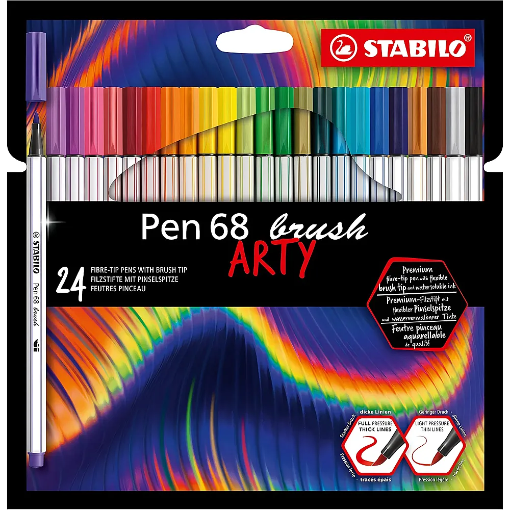 meinspielzeug - Stabilo Arty Premium-Filzstift mit Pinselspitze Pen 68 brush 24Teile | Farbe & Kreide