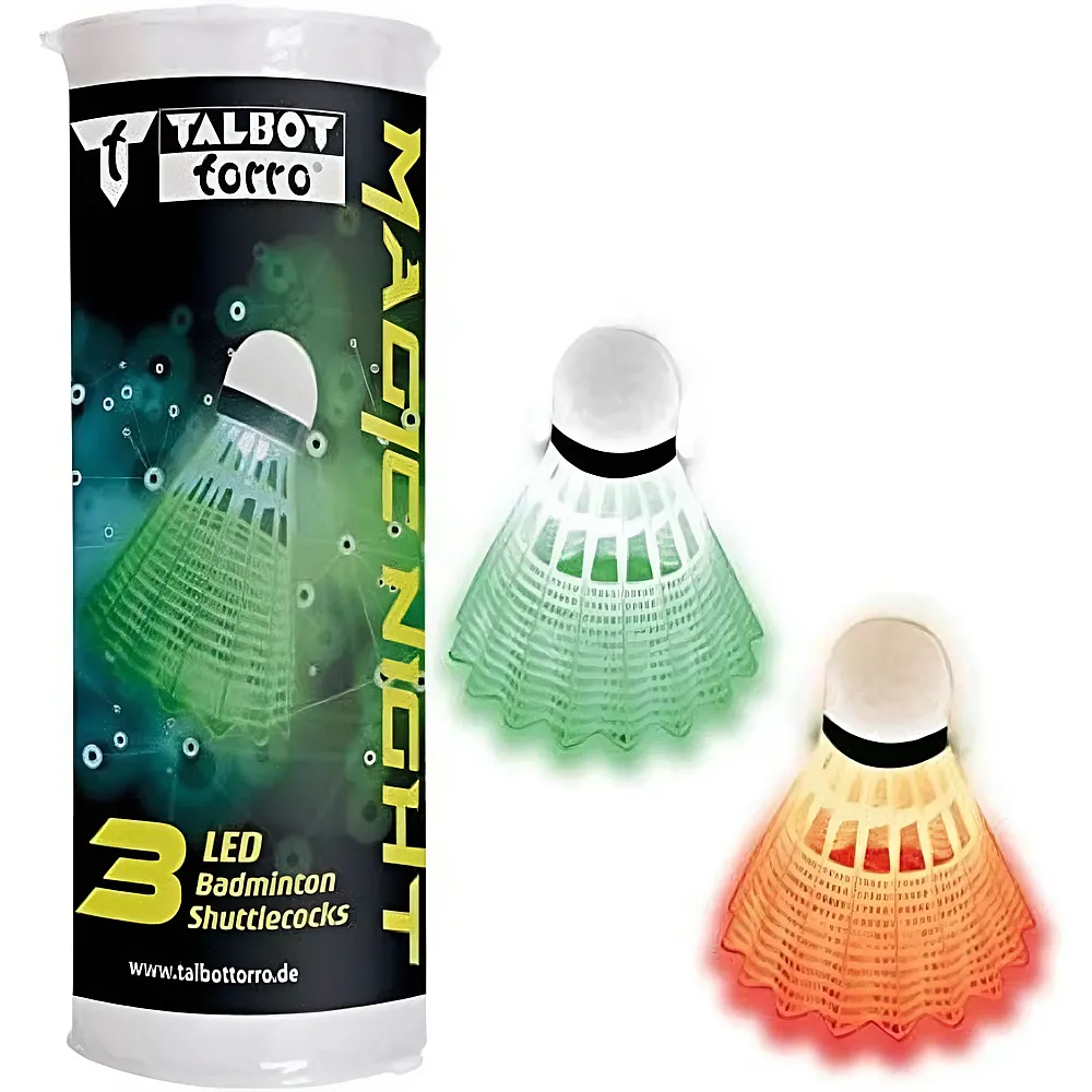 MTS Sportartikel-Vertriebs GmbH Badminton Ball Magic Night LED 3 B�lle mit LED gr�n und rot, Brenndauer ca. 48h, ab 6 Jahren