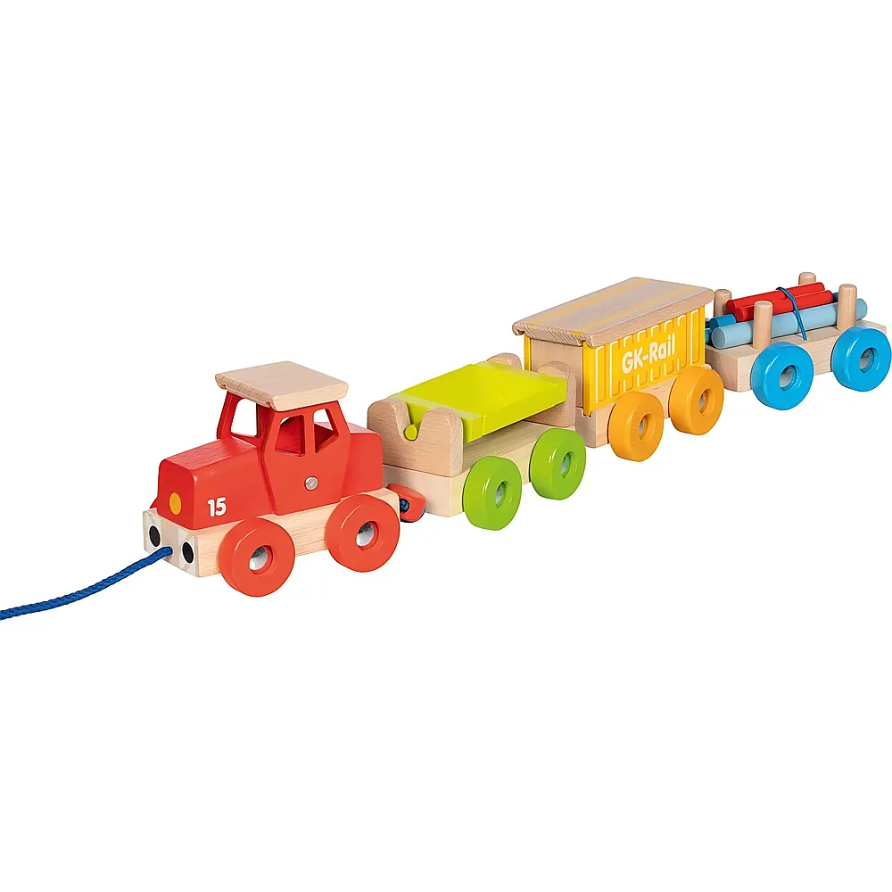meinspielzeug - Goki G�terzug GK-Rail mit drei Wagons | Ziehen & Schieben