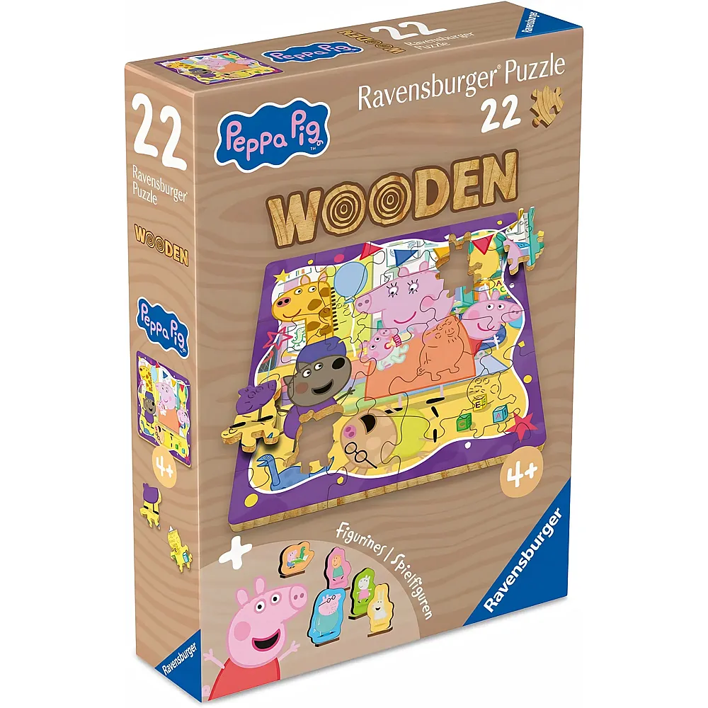 meinspielzeug - Ravensburger Puzzle Wooden Peppa Pig 22Teile | Holzpuzzle