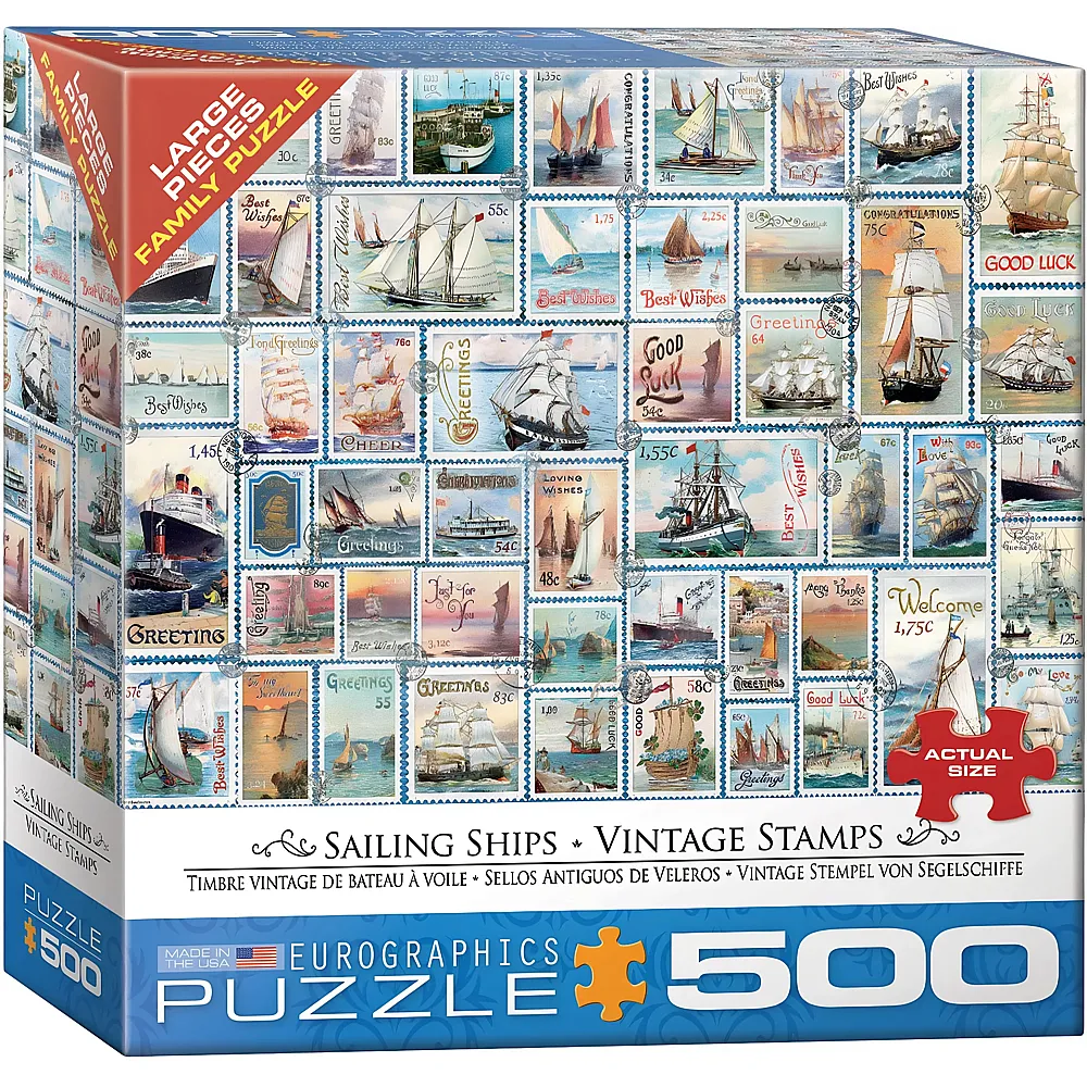 Eurographics Puzzle Sailing Ships - Vintage Stamps - 500 Teile - Puzzle 500 Teile