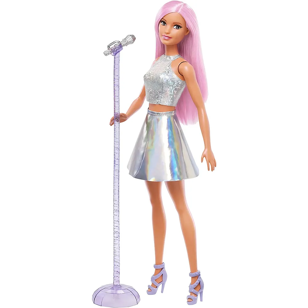 Barbie Pop-Star-Puppe gekleidet in einem schillernden Rock mit Mikrofon