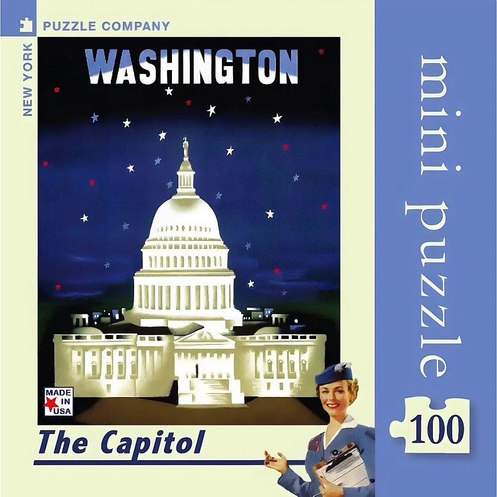 New York Puzzle Company The Capitol - American Airlines Poster Mini - 100 Teile
