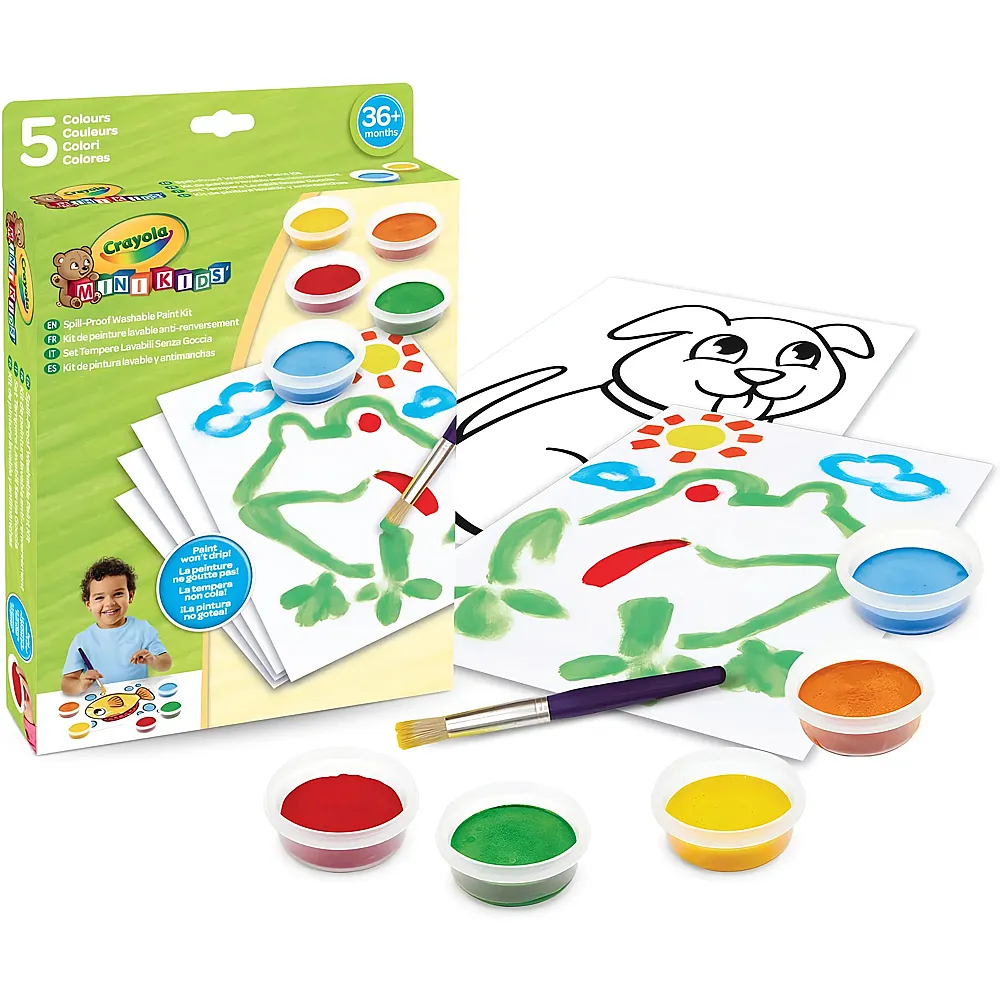 Crayola Mini Kids Abwaschbares Farben Set mit Pinsel | Malsets