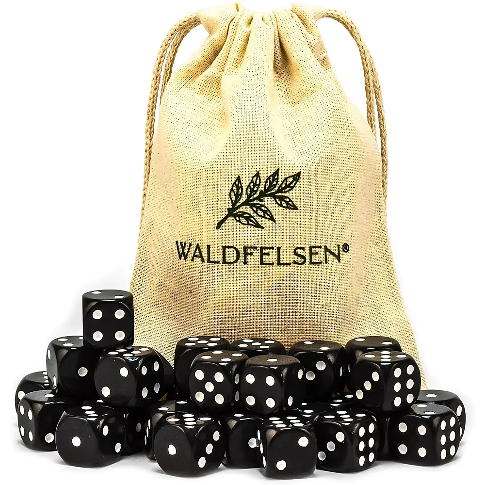 Waldfelsen Hochqualitative W�rfel Standardgr�sse 16mm Schwarz - 30 Teile
