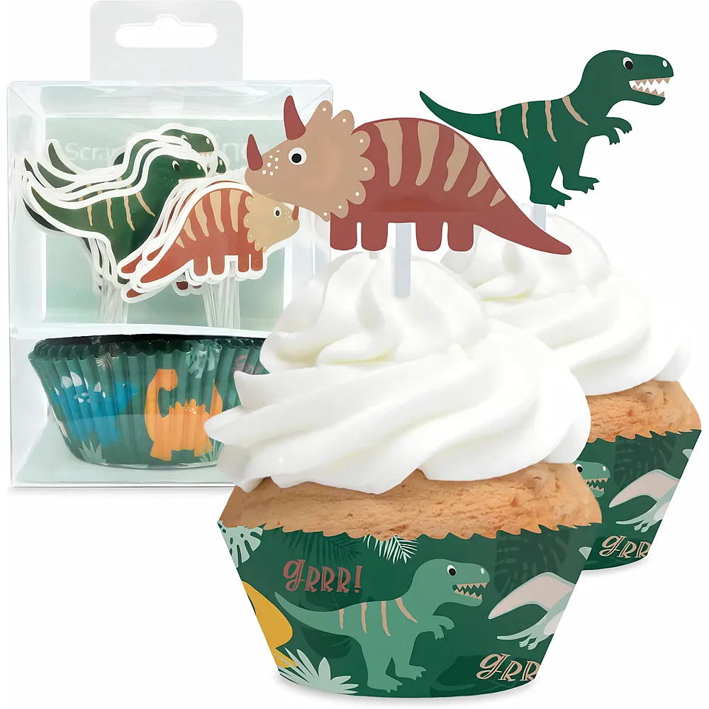 meinspielzeug - ScrapCooking 24 Muffinf�rmchen und Cake Toppers Dino - 48 Teile | Backen & Dekorieren