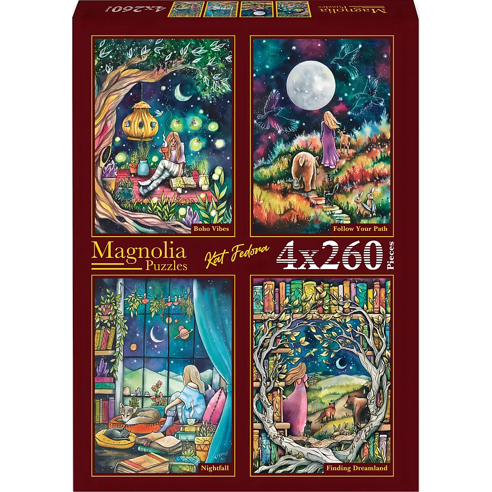 Magnolia Puzzle Puzzle 260 Teile 4 Puzzles - Kat Fedora - Bobo Vibes - Follow Your Pat