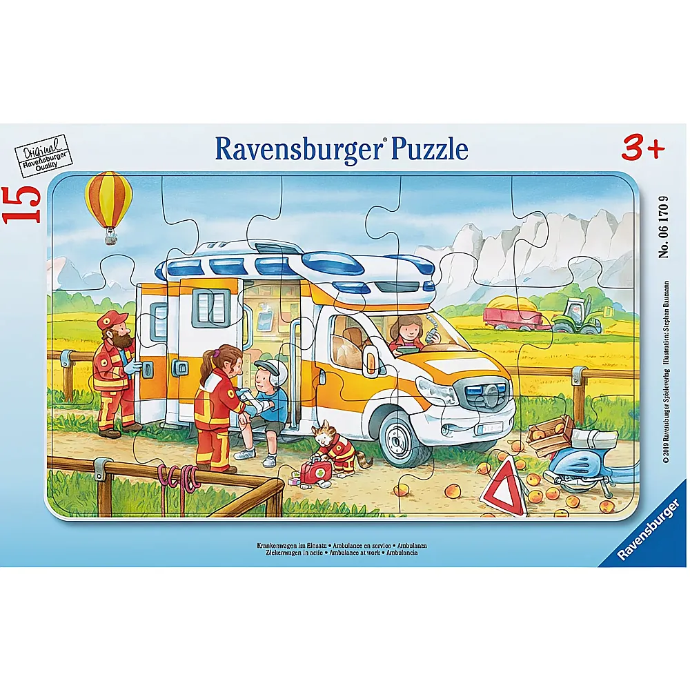 Ravensburger Puzzle Krankenwagen im Einsatz 15Teile | Rahmenpuzzle