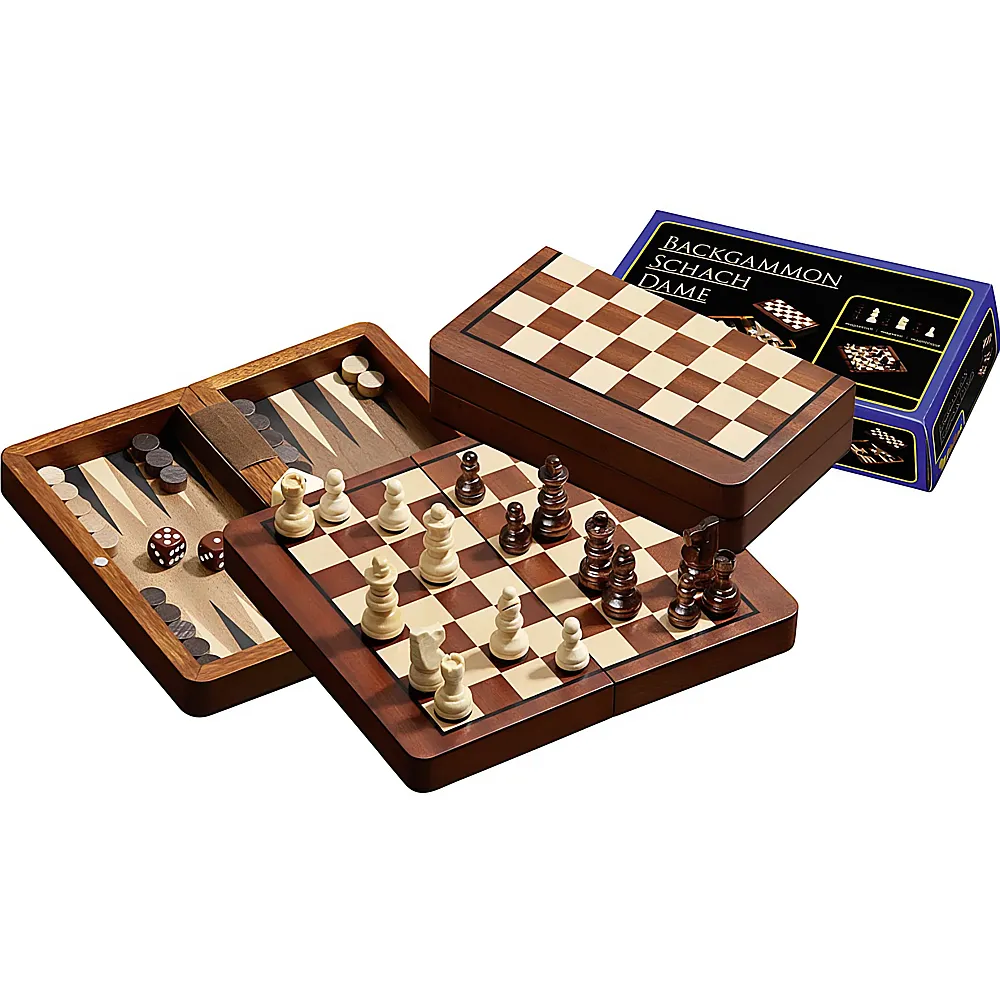 Philos Spiele Reise Schach-Backgammon-Dame-Set | Spielesammlungen