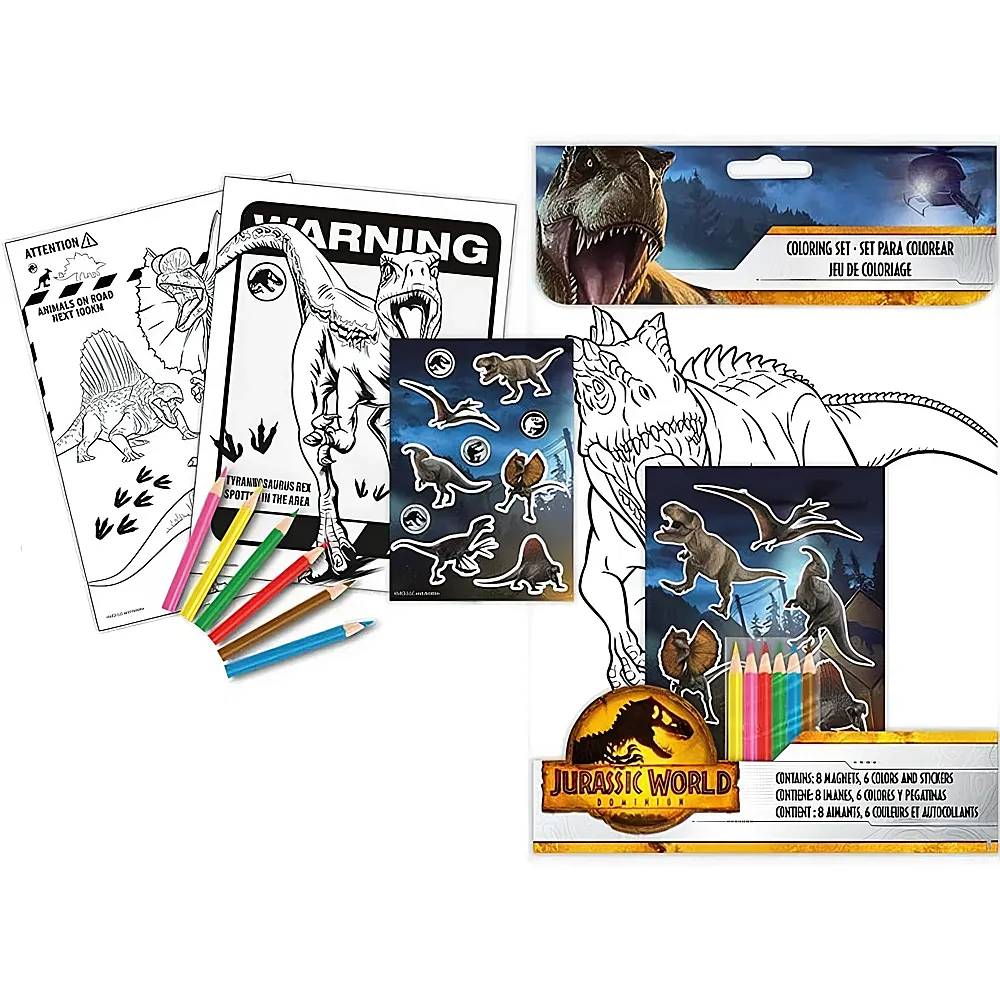 Kids Licensing Jurassic World Schreibset mit Magnete und Sticker | Malsets