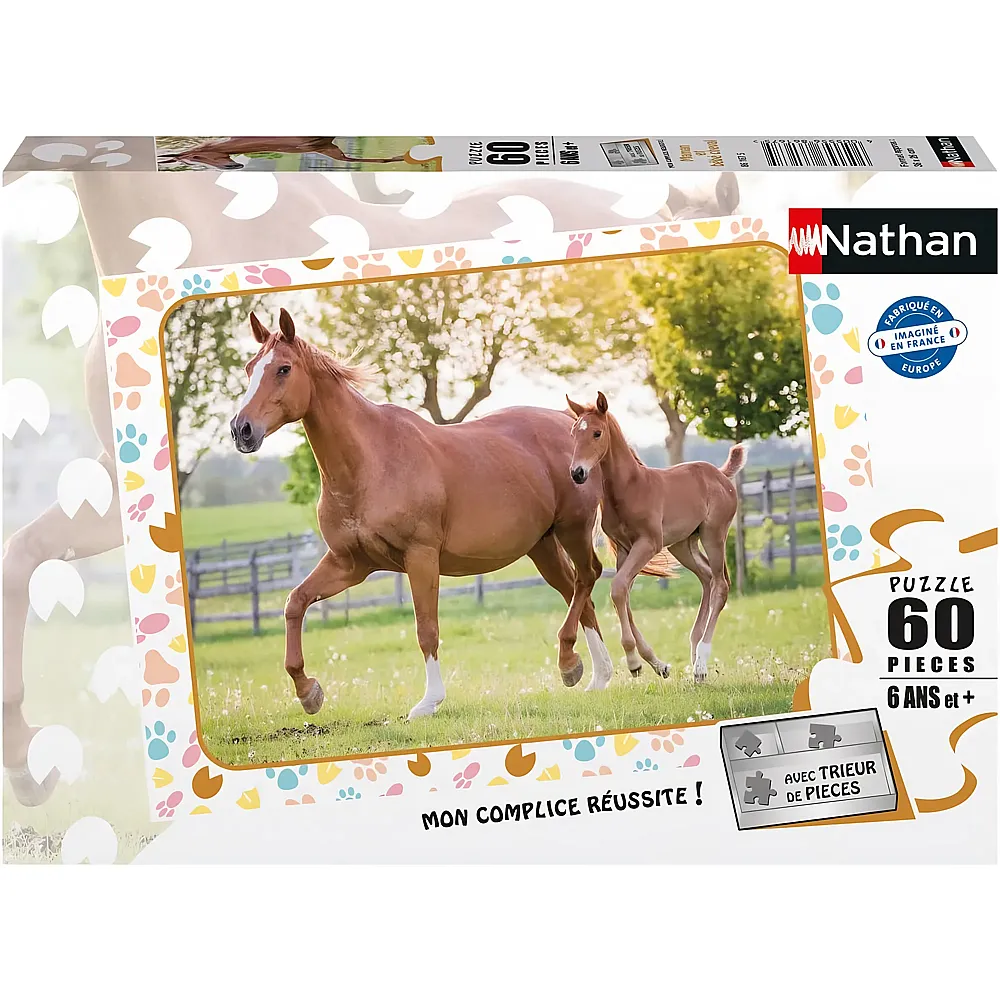 Nathan Puzzle Pferdestute mit Fohlen - 60 Teile